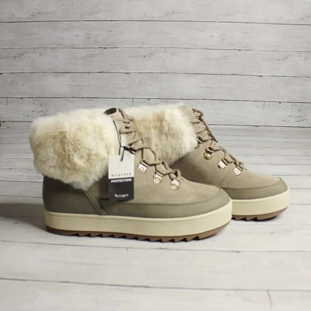Koolaburra by Ugg Women's Winter Boots Size 8 Suede Leather Lace Fur